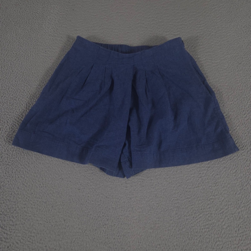 Banana Republic Skort Womens M Navy Linen-Blend Pleated Herringbone Keyhole Back